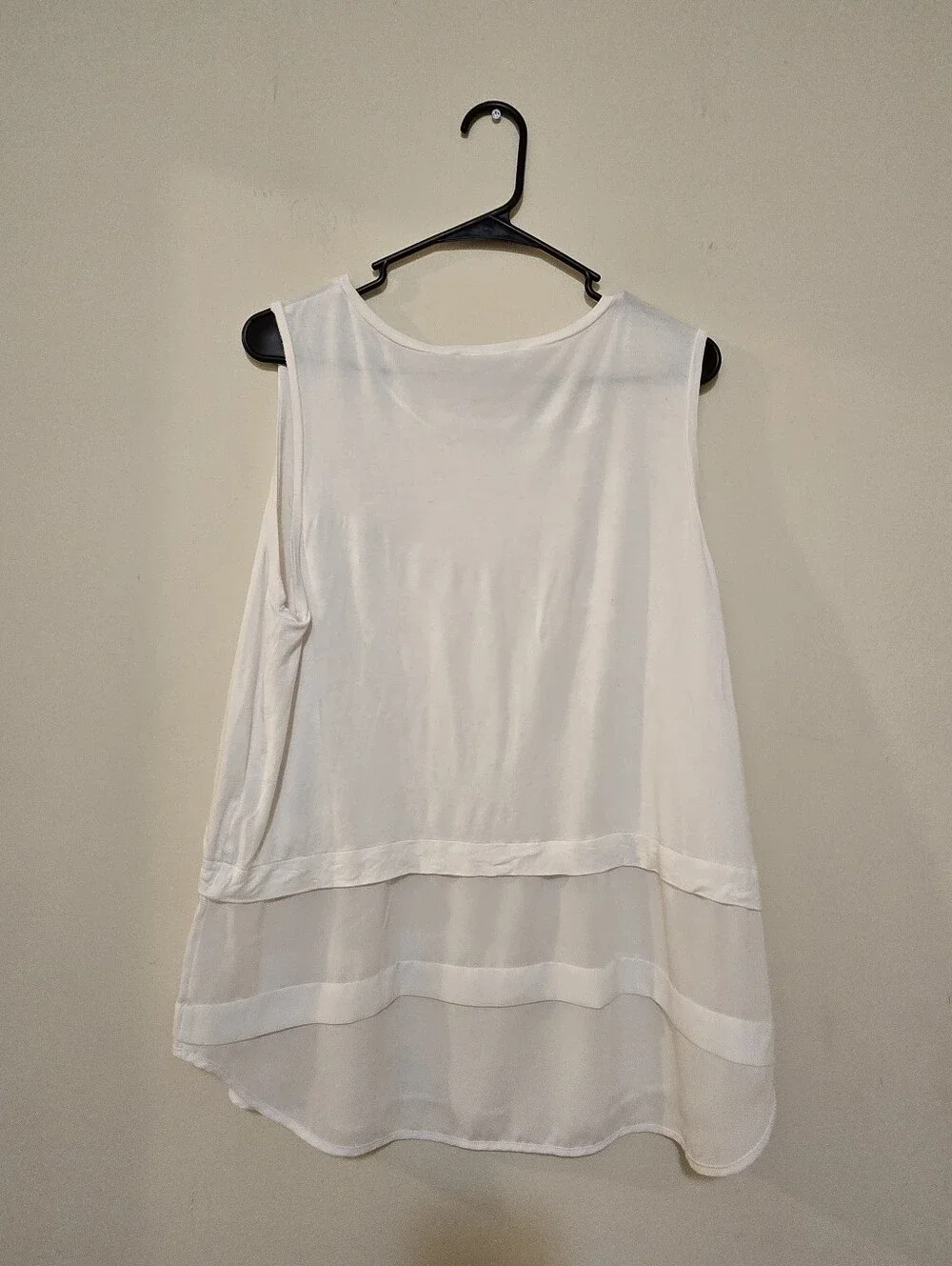 Michael Kors White Layered Chiffon Hem Tank Top Size XL